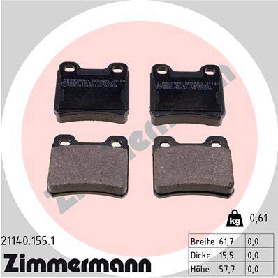 Rear brake pad set