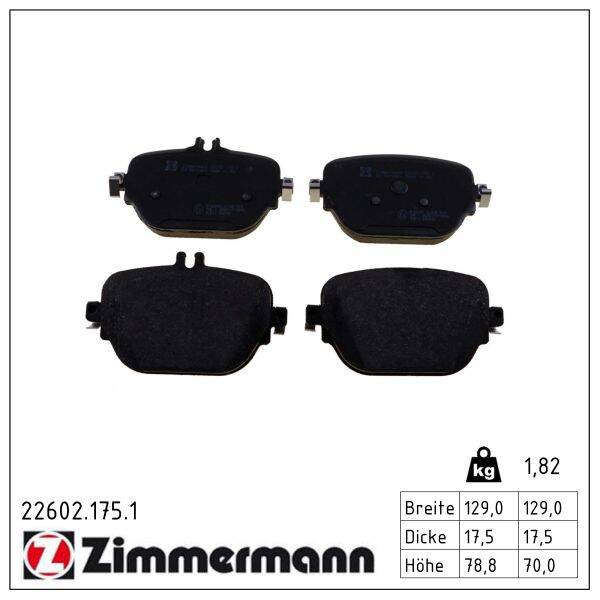 Rear brake pad set