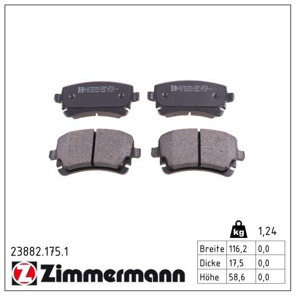 Rear brake pad set